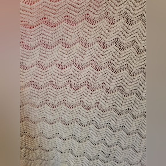 Hand Crafted upcycled white handmade crochet  3button chest Wavy Swim cover-up - Picture 12 of 12